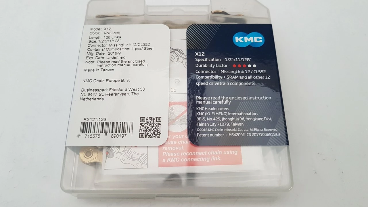 KMC Fahrrad Kette X-12 12-fach TI-N Gold 126 Glieder 1 KMC Fahrrad Kette X-12 12-fach TI-N Gold 126 Glieder