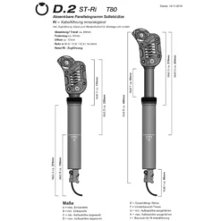 By Schulz By.Schulz Sattelstütze, D.2 ST-Ri T80 DROPPER Kabel INNEN 30.9 X 190mm Hub:30mm MEDIUM 60-80 Kg